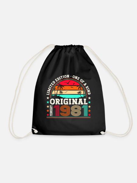 Original Februar Jahrgang 1981 Geburtstag Geschenk - Turnbeutel - Schwarz