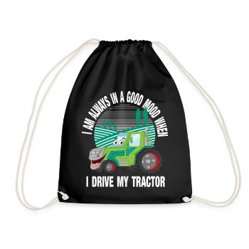 Ich fahre meine Traktor-Cartoon-Farm - Turnbeutel - Schwarz - Vorne