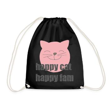 Chat heureux - Sac de sport léger - noir - Devant