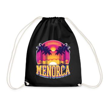 Menorca Spanien Sommer Sonne Strand Meer Palmen - Turnbeutel - Schwarz - Vorne