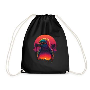Synthwave Parrot Sunset - Sac de sport léger - noir - Devant