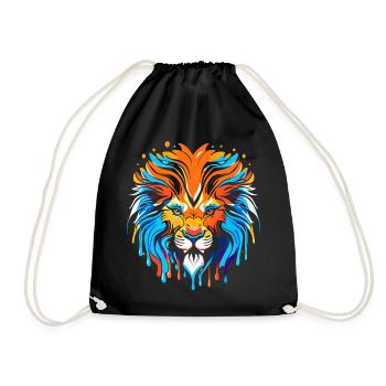 Tête de lion, coloré, signe du zodiaque - Sac de sport léger - noir - Devant