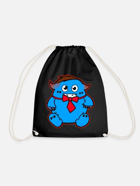 Süßes blaues Zombie Monster mit roter Schleife - Turnbeutel - Schwarz