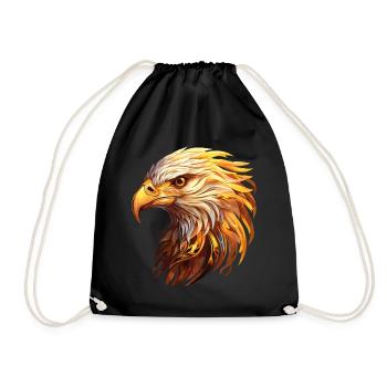 Eagle Head Gold Bird of Prey Bird Animal Nature - Drawstring Bag - black - Front
