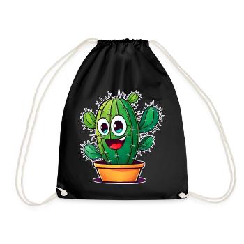 My little green cactus - Drawstring Bag - black - Front