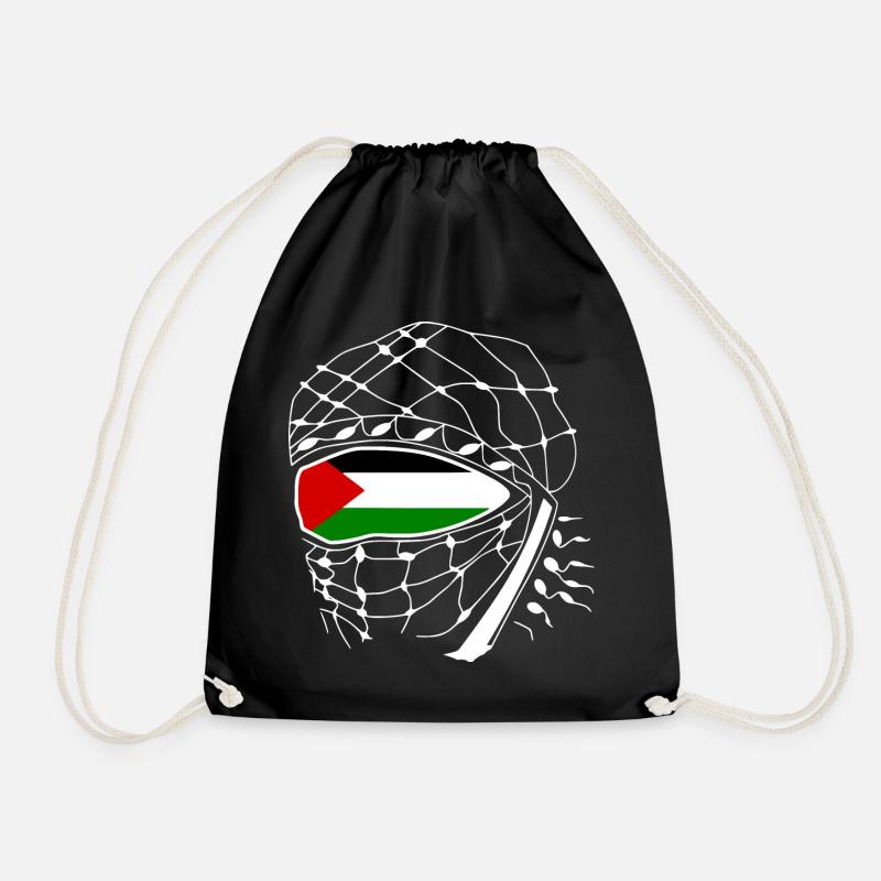 Free palestine Kufiya - Drawstring Bag - black