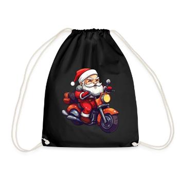 Santa Claus Motorcycle Sunglasses Christmas - Drawstring Bag - black - Front