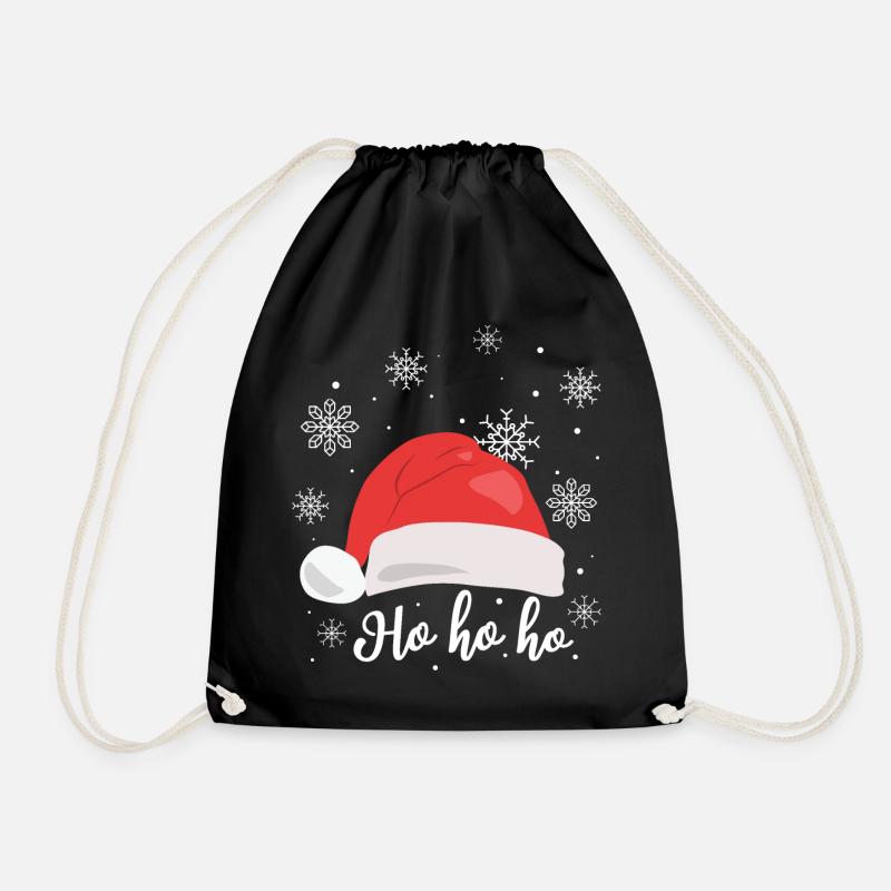 Weihnachtsmann-Mütze Schnee Ho ho ho - Weihnachten - Turnbeutel - Schwarz