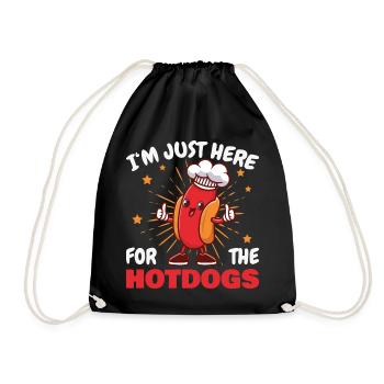 I'm Just Here For The Hot Dogs Lustiges Hot Dog - Drawstring Bag - black - Front
