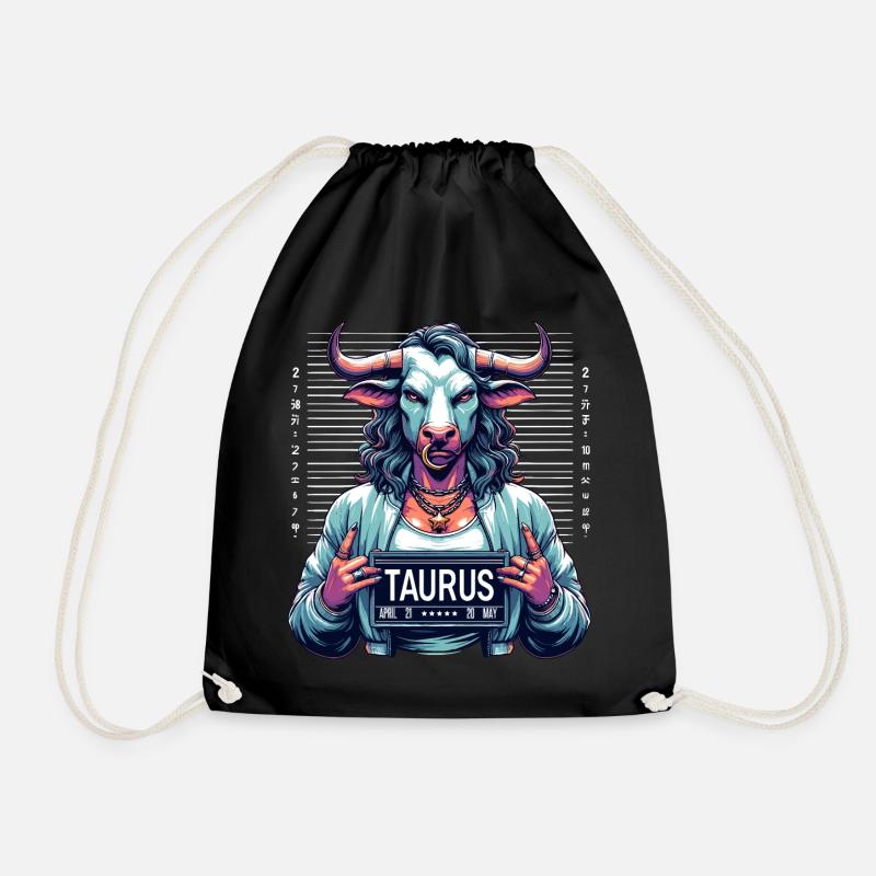Stier Sternzeichen - Kraftvolles Design - Turnbeutel - Schwarz