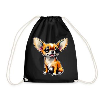 Cute Little Chihuahua Dog in Comic Style I - Drawstring Bag - black - Front