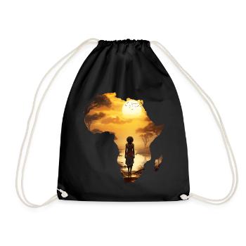 Africa Map Continent Outline Sunset - Drawstring Bag - black - Front