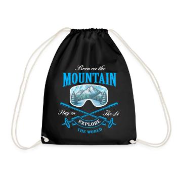 Born on the Mountain - Drawstring Bag - black - Front