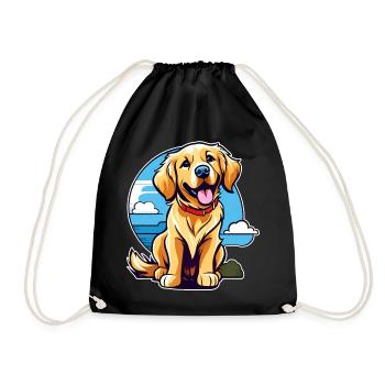 Niedlicher Golden Retriever Hund - Turnbeutel - Schwarz - Vorne