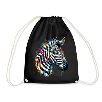 Zebra - Drawstring Bag - black - Front