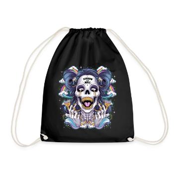 Crâne de squelette scintillant avec arc-en-ciel - Sac de sport léger - noir - Devant