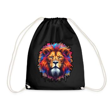 Proud lion in graffiti style - Drawstring Bag - black - Front