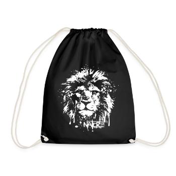 Lion Graffiti Nature Prédateur Symbole Portrait Logo - Sac de sport léger - noir - Devant