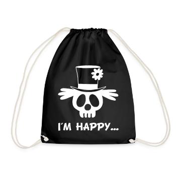 Clown Skull (White) - Drawstring Bag - black - Front
