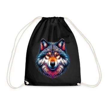Wolf - Drawstring Bag - black - Front