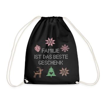 Family is the best gift - Drawstring Bag - black - Front