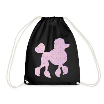 Poodle Dots Pink Dogs Fan Points Dogs Love Heart - Drawstring Bag - black - Front