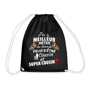 Cousin quotes super cousin very fun - Drawstring Bag - black - Front