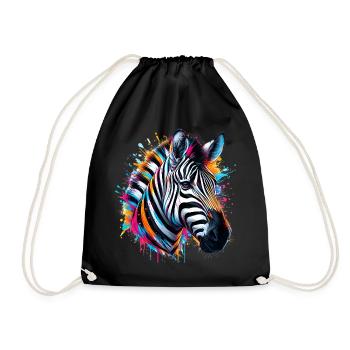 Zebra - Drawstring Bag - black - Front