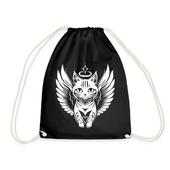 Ange Blanc Chat Avec Des Ailes - Sac de sport léger - noir - Devant