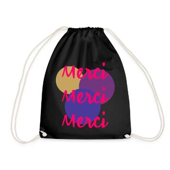 THANK YOU. THANKS. ANNIVERSARY. BIRTH. RETIREMENT. - Drawstring Bag - black - Front