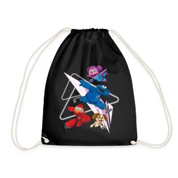 Mecha Builders Elmo, Cookie and Abby - Drawstring Bag - black - Front