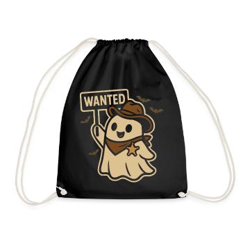 Halloween Geist Cowboy Wanted Design - Turnbeutel - Schwarz - Vorne