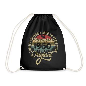 Novembre 1960 Cadeau d’anniversaire Novembre 1960 - Sac de sport léger - noir - Devant