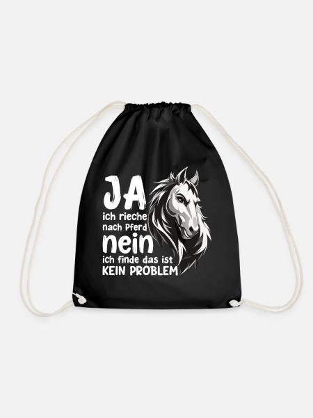 Pferde Spruch mit Pferdekopf Statement Hobby - Turnbeutel - Schwarz