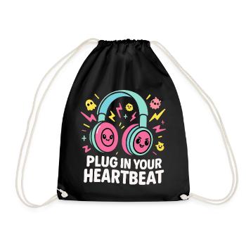 Plug in Your Heartbeat – Music in the Heart - Drawstring Bag - black - Front