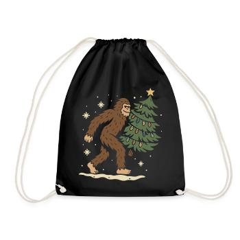 Weihnachten Bigfoot bringt den Weihnachtsbaum - Turnbeutel - Schwarz - Vorne