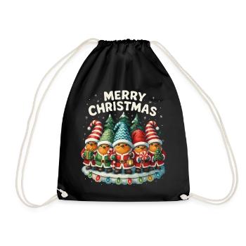 Funny Robin Christmas Gift Cute - Drawstring Bag - black - Front