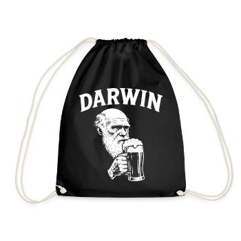 Darwin trinkt Bier - Turnbeutel - Schwarz - Vorne