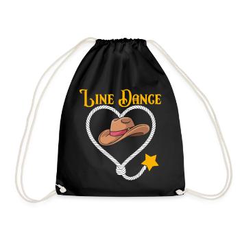 Line Dance Herz und Cowboyhut - Turnbeutel - Schwarz - Vorne
