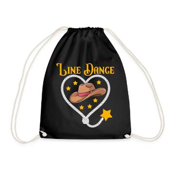 Line Dance Herz Hut - Turnbeutel - Schwarz - Vorne