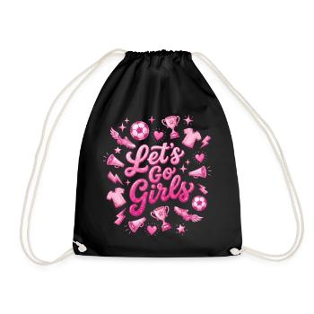 Soccer Football Girl Supporter Woman - Drawstring Bag - black - Front