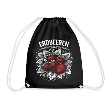 Erdbeeren Kontrast Illustration - Turnbeutel - Schwarz - Vorne