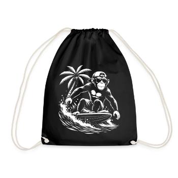 Surfing Monkey Beach Vibe - Drawstring Bag - black - Front