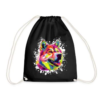 Colorful Dog Portrait in Pop Art Style - Drawstring Bag - black - Front
