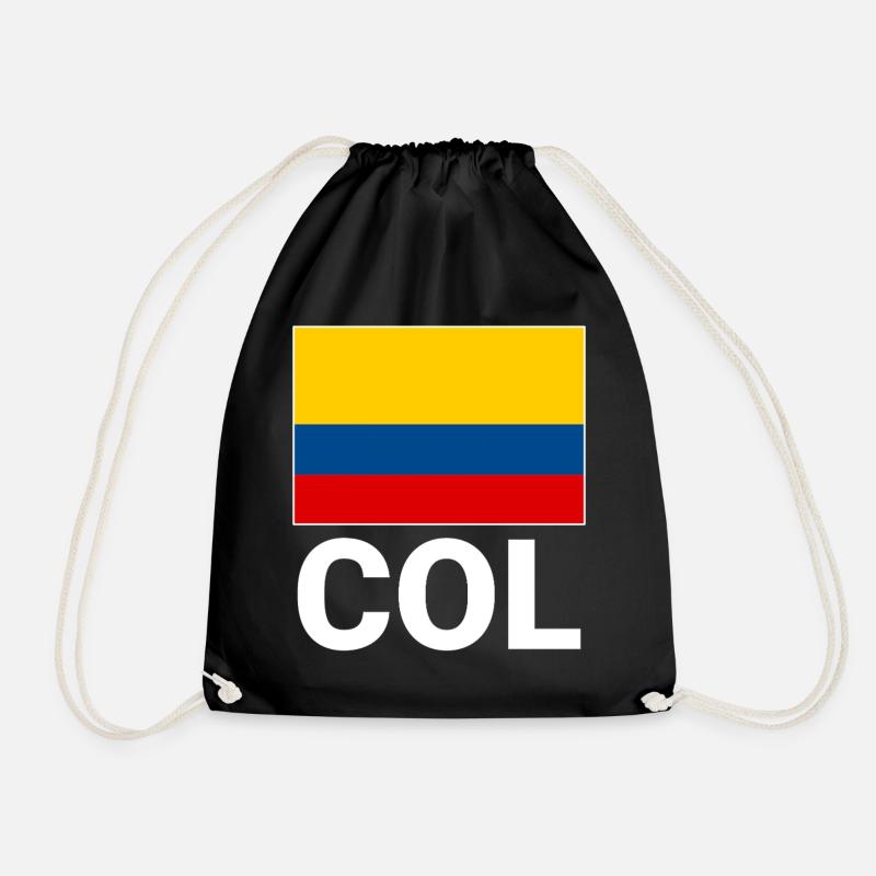 Colombia flag with abbreviation COL - Drawstring Bag - black