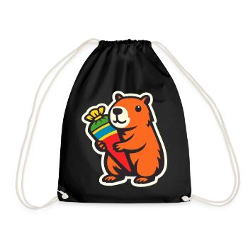 Capybara School Enrollment - Drawstring Bag - black - Front