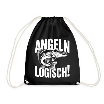 Angeln Logisch! - Turnbeutel - Schwarz - Vorne