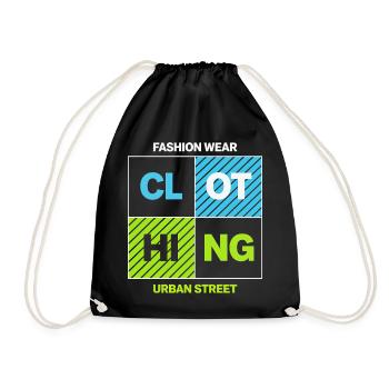 CLOTHING Urban Block — Neon Black - Drawstring Bag - black - Front
