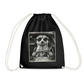 Meerkat Flashed - Drawstring Bag - black - Front