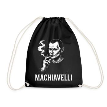 Machiavelli Renaissance Strategist Smoke Portrait - Drawstring Bag - black - Front